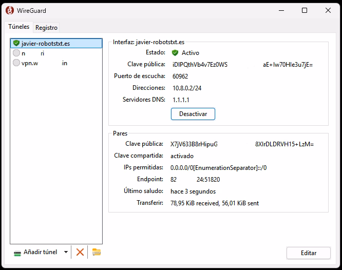 WireGuard: Activar conexión
